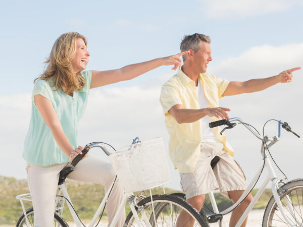 happy couple on a bike ride