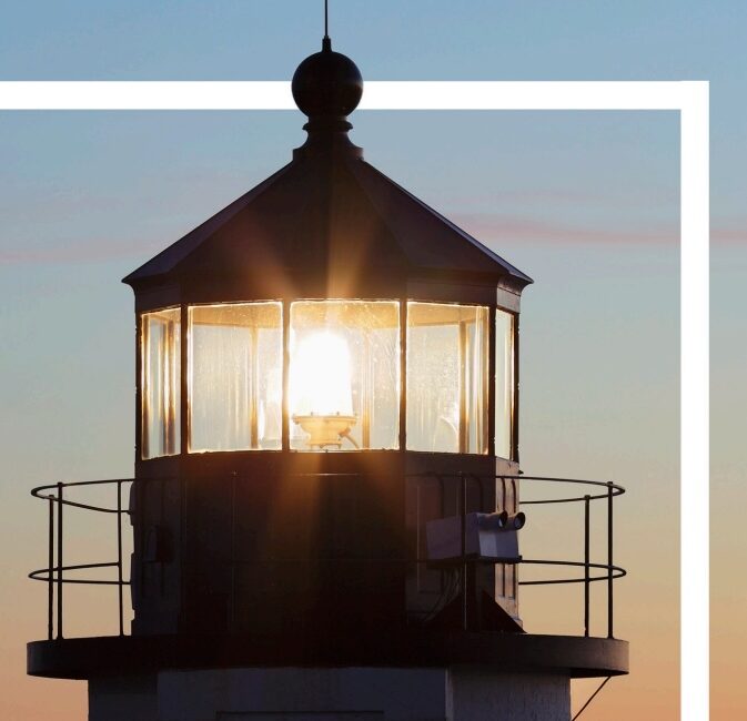 lighthouse at dusk
